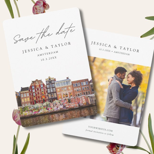 Invitation Amsterdam Fleurs de Mariage Save the Date (Amsterdam Save the Date )