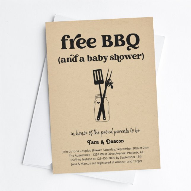 Invitation Amusant Baby shower BBQ Couples Gratuit (Créateur téléchargé)