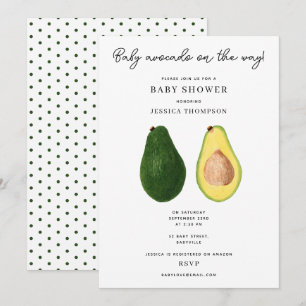 Invitation Amusant bébé Avocado sur le chemin Baby shower