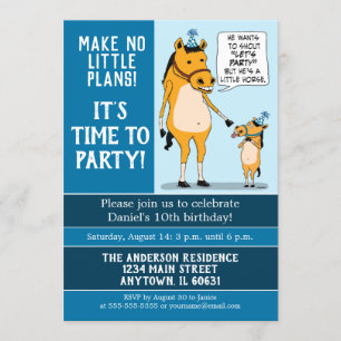Invitation Amusant Big Horse et fête d'anniversaire de Little