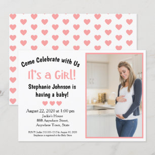 Invitation Amusant C'est une fille Baby shower Coeurs roses P