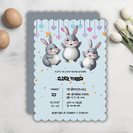 Invitation Amusant Coloré Cute Hoppers Bunny Baby shower