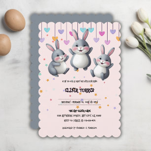 Invitation Amusant Coloré Cute Hoppers Bunny Baby shower