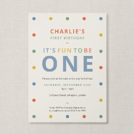 Invitation Amusant d'être un doux premier anniversaire coloré