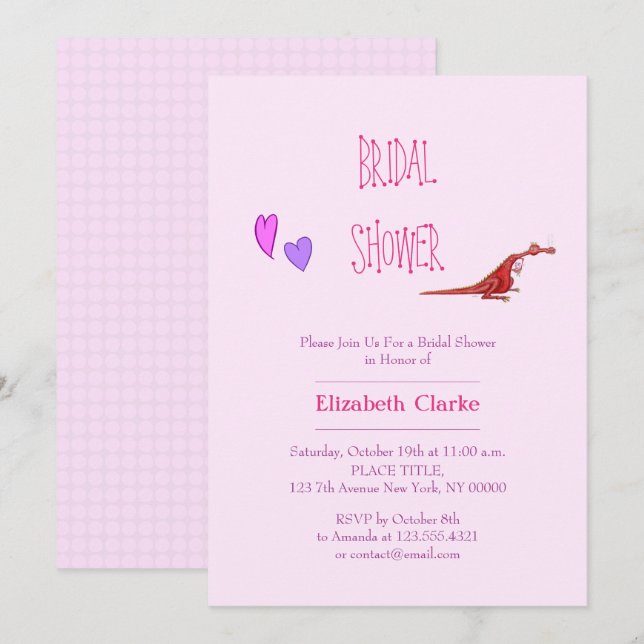 Invitation Amusant dragon en amour (Devant / Derrière)