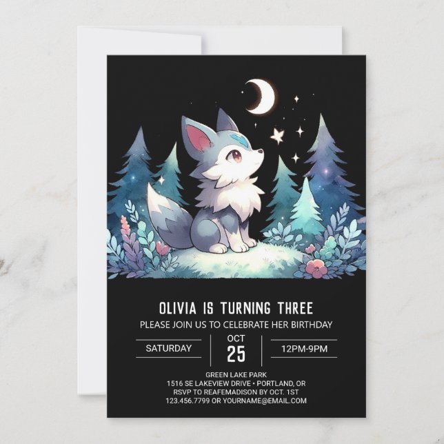 Invitation Amusant Elegant Wolf Anniversaire (Devant)