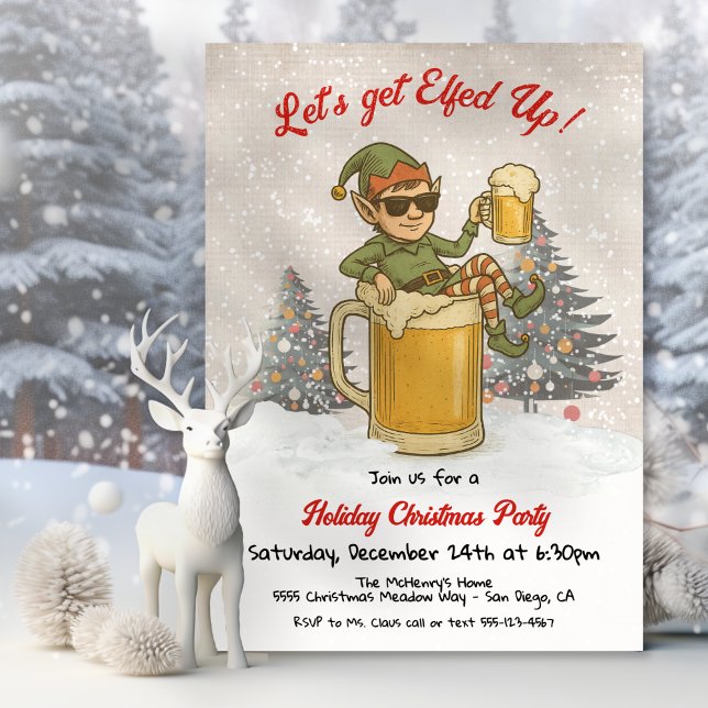 Invitation Amusant Elfed Up Bière Fête de Noël (Créateur téléchargé)