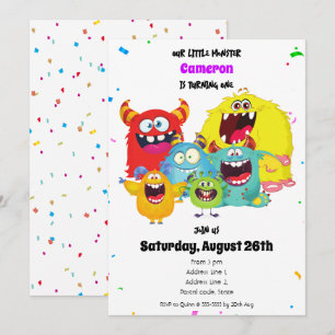 Invitation Amusant et coloré Happy mignon Monster fête d'anni