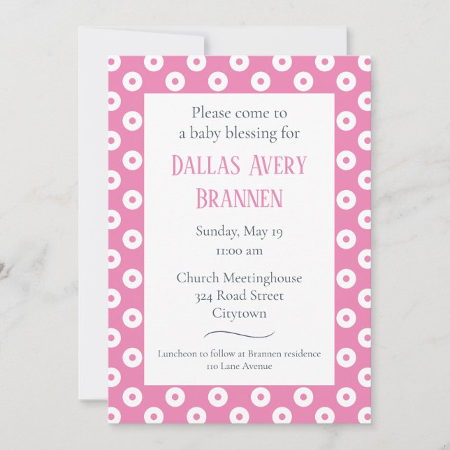 Invitation Amusant et jouant rose Polka-Dot Blessy Blessita I (Devant)