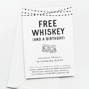 Invitation Amusant Gratuit Whiskey Anniversaire Fête Invitati