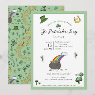 Invitation Amusant Green Jour de la Saint Patrick Irish Bless