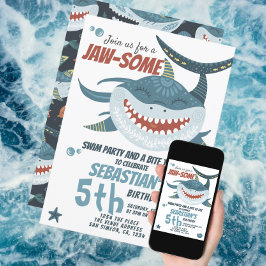 Invitation Amusant Happy Shark Personnalisé fête d'anniversai