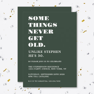 Invitation Amusant Humoristique 50e fête d'anniversaire Vert 