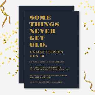 Invitation Amusant Humour Marine Bleu Gold fête d'anniversair