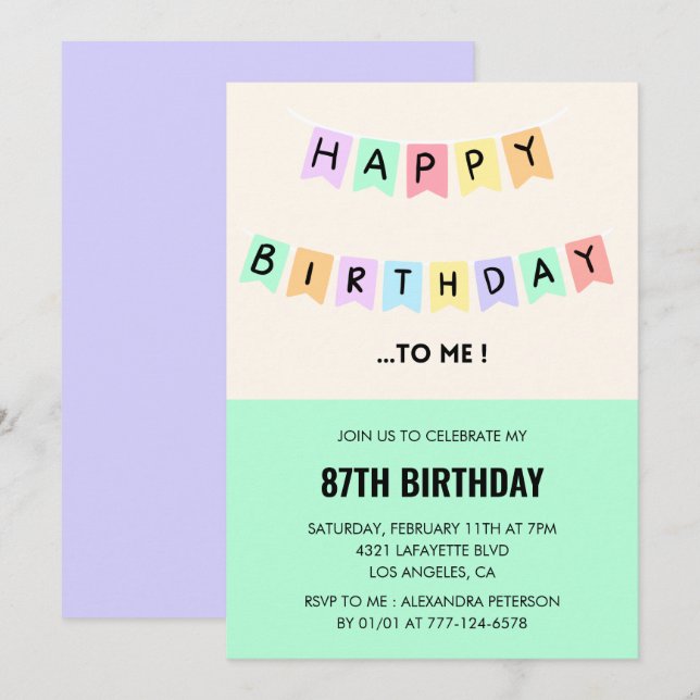 Invitation Amusant Joyeux Humour d'anniversaire 87e anniversa (Devant / Derrière)