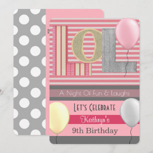 Invitation Amusant "LOL" Fête Fille de bois d'oeuvre Annivers