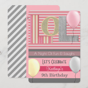 Invitation Amusant "LOL" Fête Fille de bois d'oeuvre Annivers