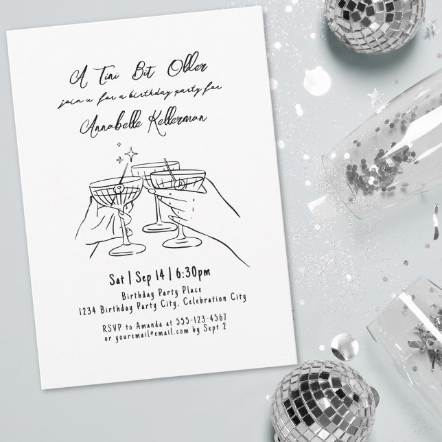 Invitation Amusant Martini Adulte fête d'anniversaire (Funny Adult Martini Birthday Party Invitation )