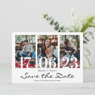 Invitation Amusant Multi Photo Moderne Enregistrer La Date In