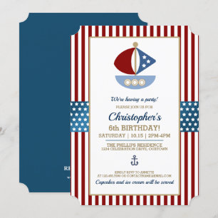 Invitation Amusant Nautique Thème Anniversaire Fête