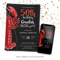Amusant Noir Rouge 50e Anniversaire Crawfish Boil