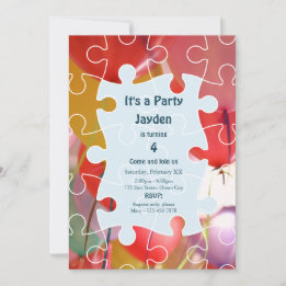 Invitation Amusant Puzzle Ballons thème Anniversaire