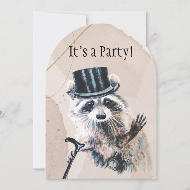 Invitation Amusant Silly Formal Attire Raccoon Animal Jeudi (Devant)