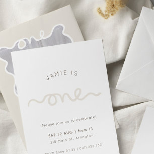 Invitation Amusant & Simple Unisex Premier anniversaire Invit