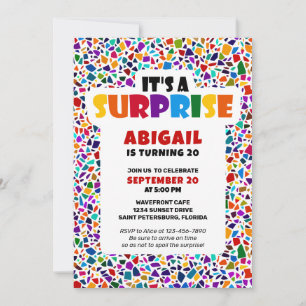 Invitation Amusant Surprise coloré Anniversaire