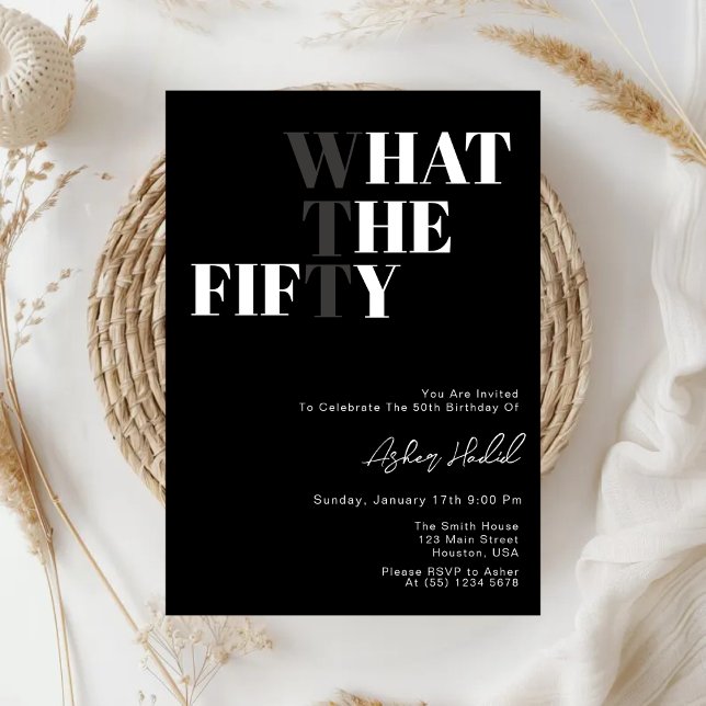 Invitation Amusant WTF Adulte 50e Anniversaire (Créateur téléchargé)