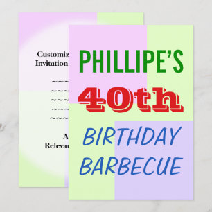 Invitation amusante, colorée "40ème anniversaire B