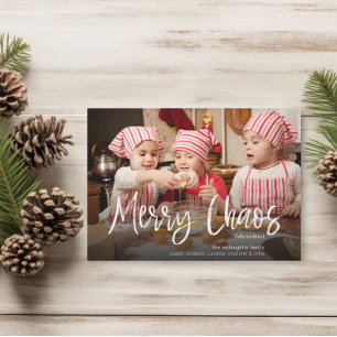 Invitation Amusante Mignonne Merry Chaos Photo de famille   C