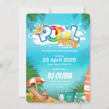 Invitation amusante pour une fête au bord de la pi