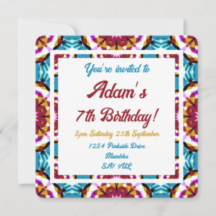 Invitation Amusants Bleu rose Brown Tropical Anniversaire pou