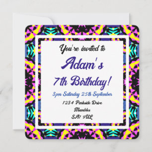 Invitation Amusants Bleu rose violet Tropical Enfants Anniver