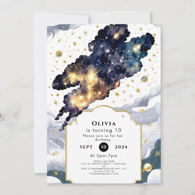 Invitation Amusants Boho Space Anniversaire (Devant)