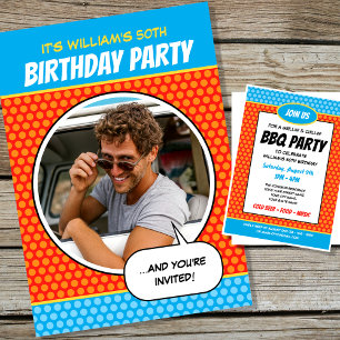 Invitation Amusants Comic Style N'importe quel âge Anniversai