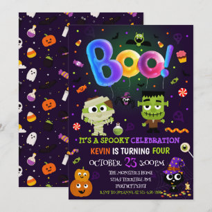 Invitation Amusants Costume d'Halloween Enfants Anniversaire
