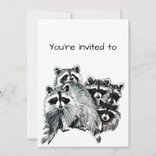 Invitation Amusants Famille Réunion Raccoon Animal Famille Ar