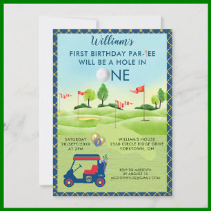 Invitation Amusants Golf Boy 1er Anniversaire Par Tee