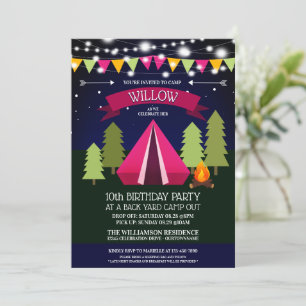 Invitation Amusants Jardin Camp Out Anniversaire Fête Invitat