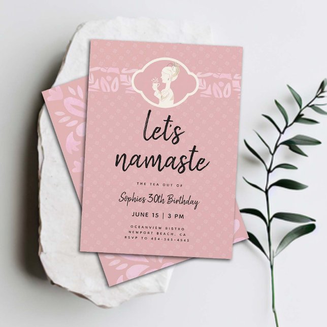 Invitation Amusants Lets Namaste Femmes 30ème anniversaire Te (funny 30th birthday invitation for women tea party namaste yoga spa afternoon tea)