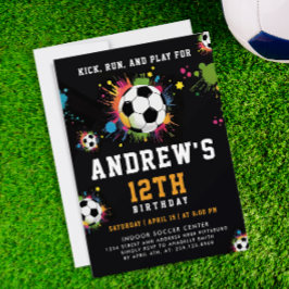 Invitation Amusants Moderne Orange Black Soccer Sport Ball Pa