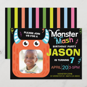 Invitation Amusants Monster Mash Photo Anniversaire Fête Invi