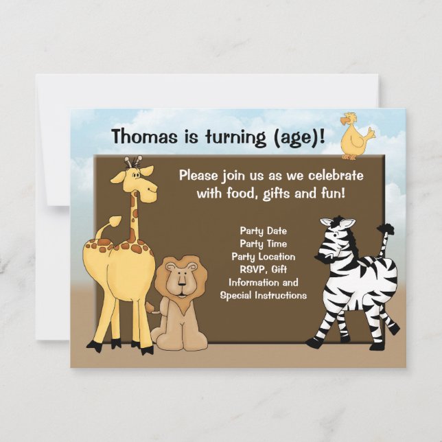 Invitation Amusants Personnalisé Jungle Anniversaire Invitati (Devant)