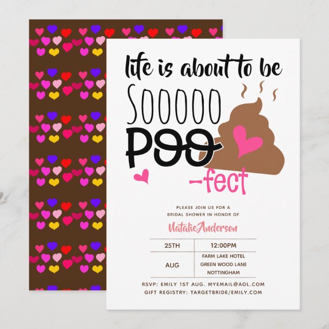 Invitation Amusants POOP Emoji La vie est un peu trop d'amour (Devant / Derrière)