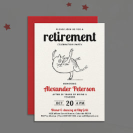 Invitation Amusants Rouge Noir Blanc Cartoon Chat Danse Retra