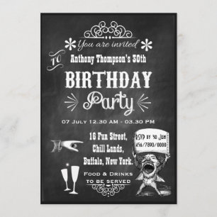 Invitation Amusants Vintage Chalkboard Anniversaire Fête Invi