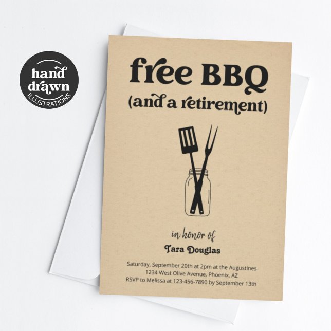 Invitation Amusement amusant BBQ gratuit et une fête de retra (Créateur téléchargé)