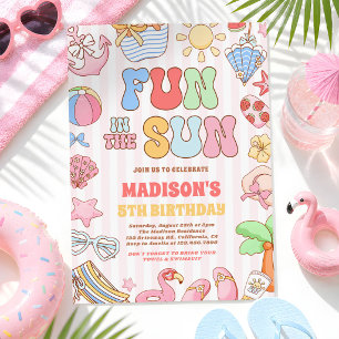 Invitation Amusement au soleil Fête d'anniversaire tropicale 